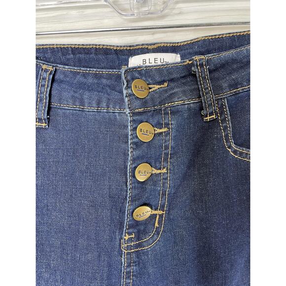 BLEU Jeans Womens 8 Blue Button Fly Cropped Stretch Denim Straight Leg BWWL020 - Picture 2 of 11